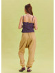 Rope Detailed Buttoned Elastic Waist Camel Bohemian Trousers 4557